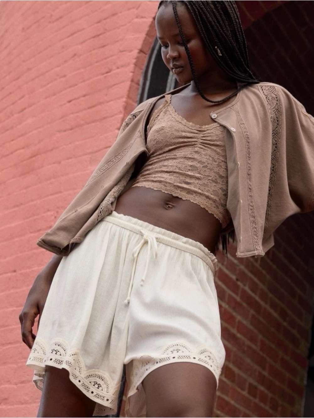 Aerie Off-Duty White Gauze Boxer Shorts